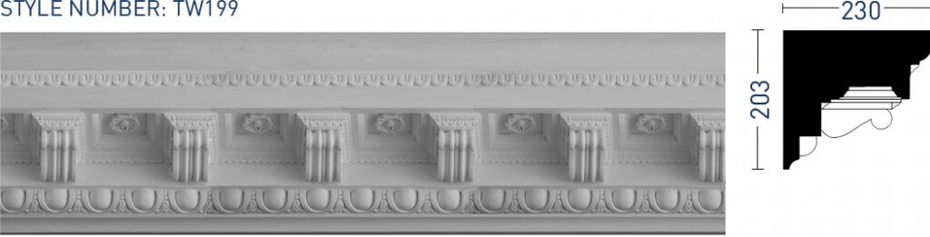 Enriched Cornice TW199 - Thomas & Wilson London Cornicing Coving Plasterwork
